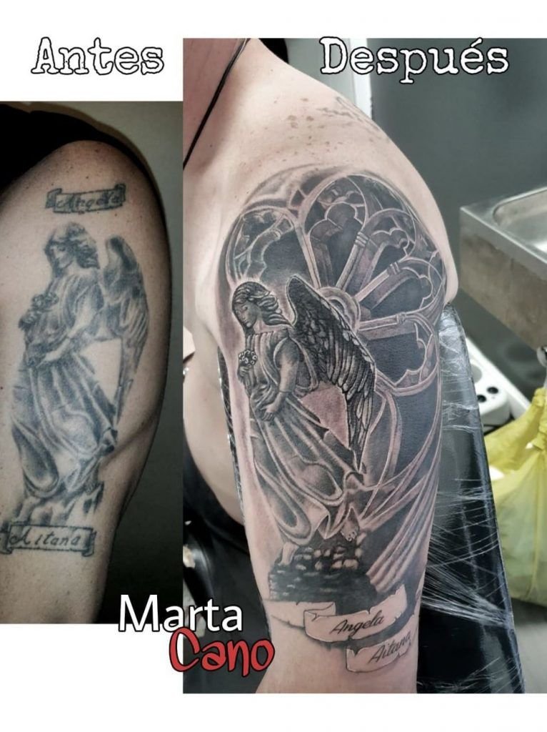 Restauración tattoo en el brazo