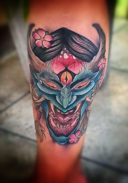 tatuaje demonio japonés a color
