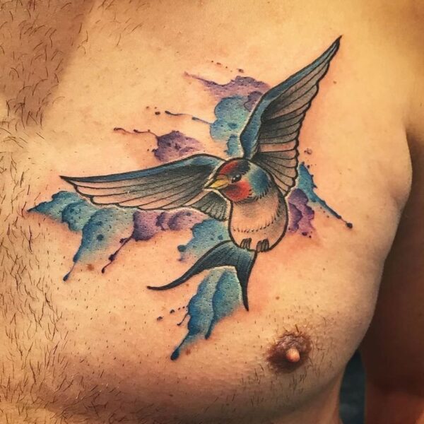Tatuaje watercolor pecho Tatuaje watercolor pecho
