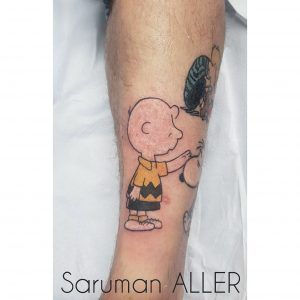 tatuaje old school de snoopy