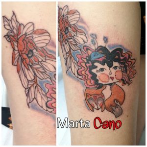 Tatuaje estilo comic en la pierna