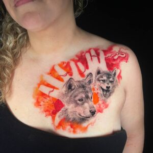 tatuaje lobo estilo realista a color