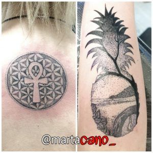 Tatuaje realizado con la técnica del puntillismo