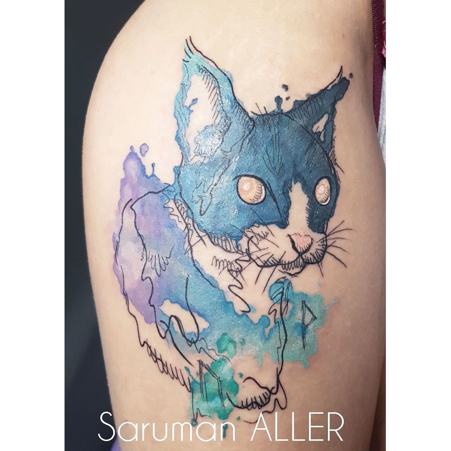 Tatuajes watercolor gato