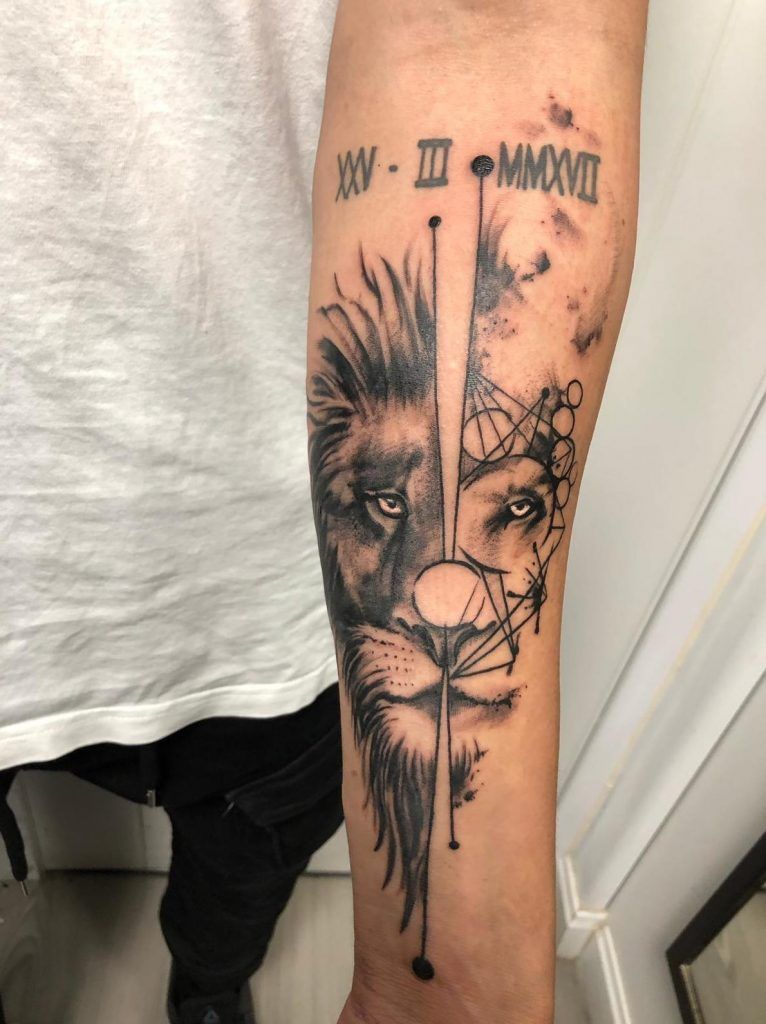 Tatuaje león en el antebrazo