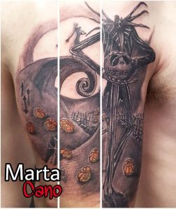Tatuaje Pesadilla antes de Navidad estilo realismo