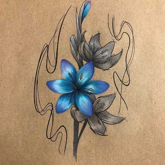Ilustración de flores azules
