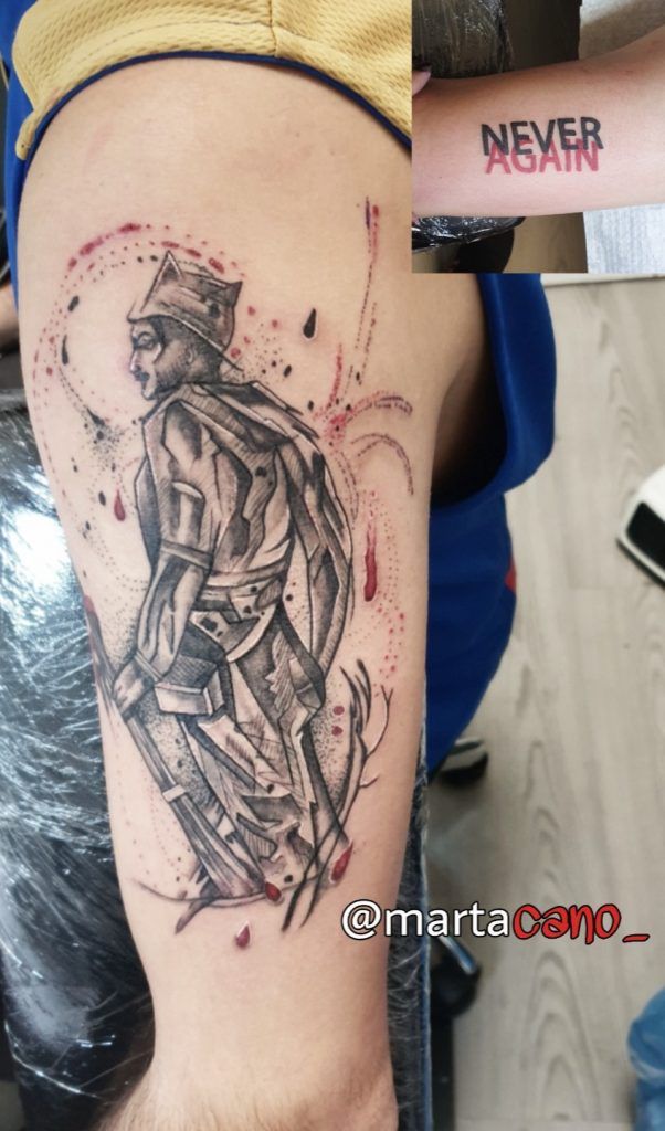 tatuaje neotradicional de samurai