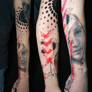 trash polka tattoo