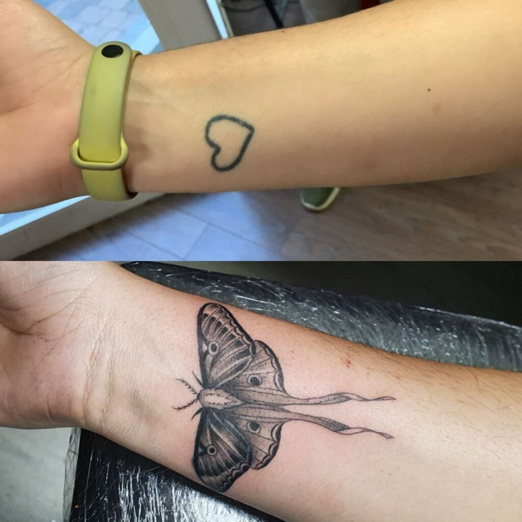 Tatuaje cover up mariposa