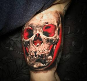 tatuaje realismo a color calavera