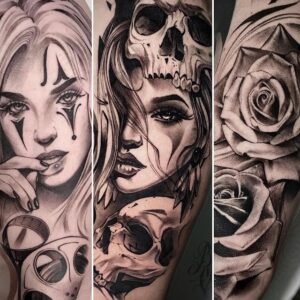 tatuaje realismo en negro mujer