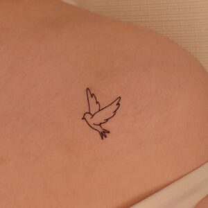 tatuaje minimalista de pájaro de paloma en el hombro