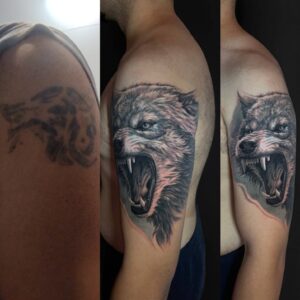 cover up tatuaje lobo