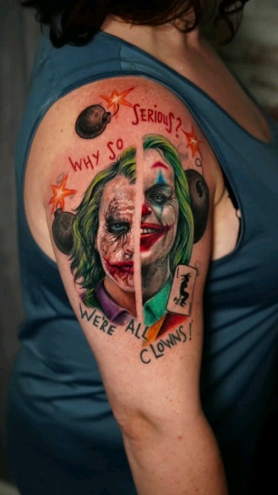 tatuaje realismo a color el joker
