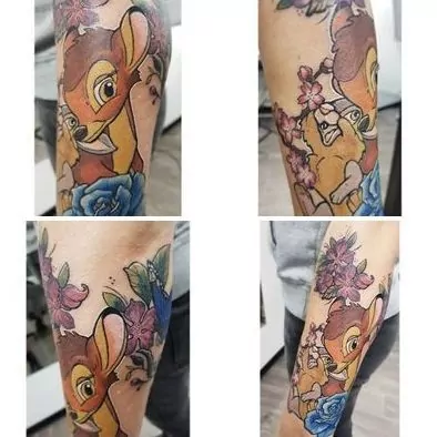 Tatuaje de Bambi en el antebrazo