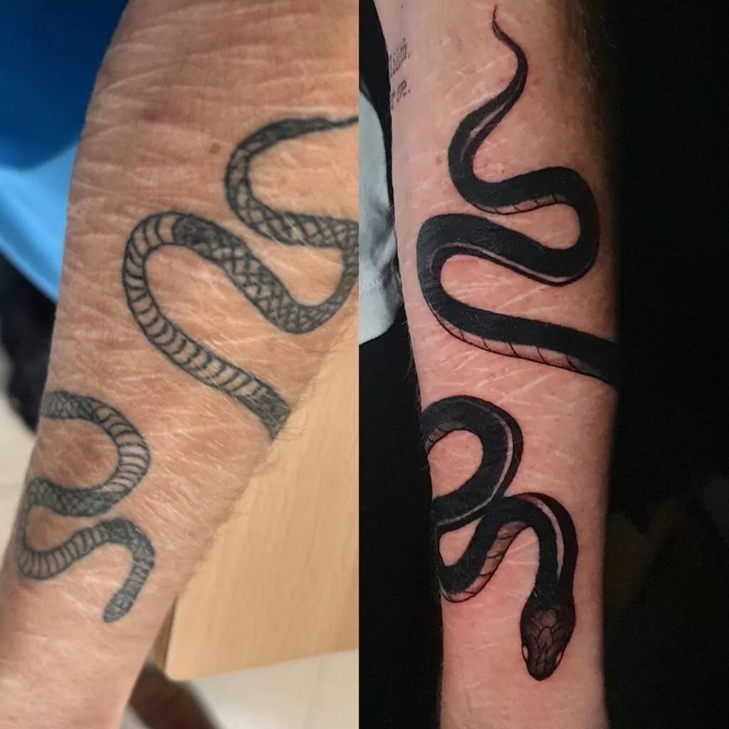 tatuaje restauración serpiente