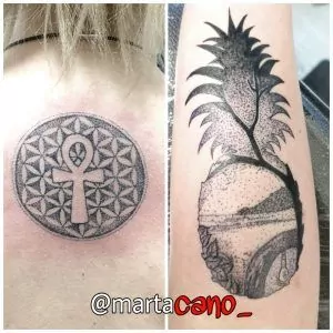 Tatuaje realizado con la técnica del puntillismo
