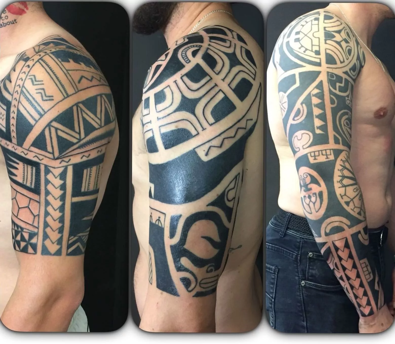 Tatuaje estilo maorí en el brazo
