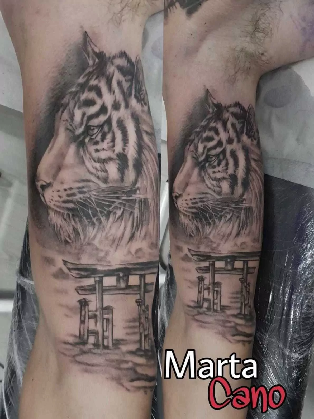 Tatuaje de un tigre estilo realismo
