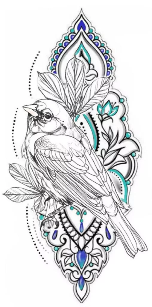 diseño de tatuaje de ave