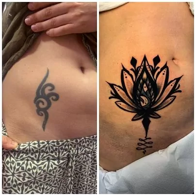 Tatuaje cover up flor de loto