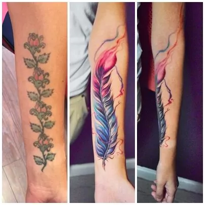 tatuaje pluma, estilo watercolor