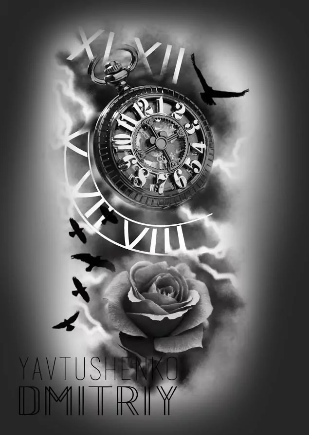tatuajes diseño propio de reloj del tiempo