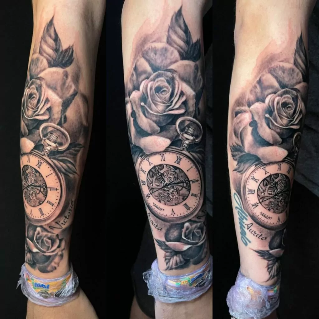 relojes y rosas tattoo