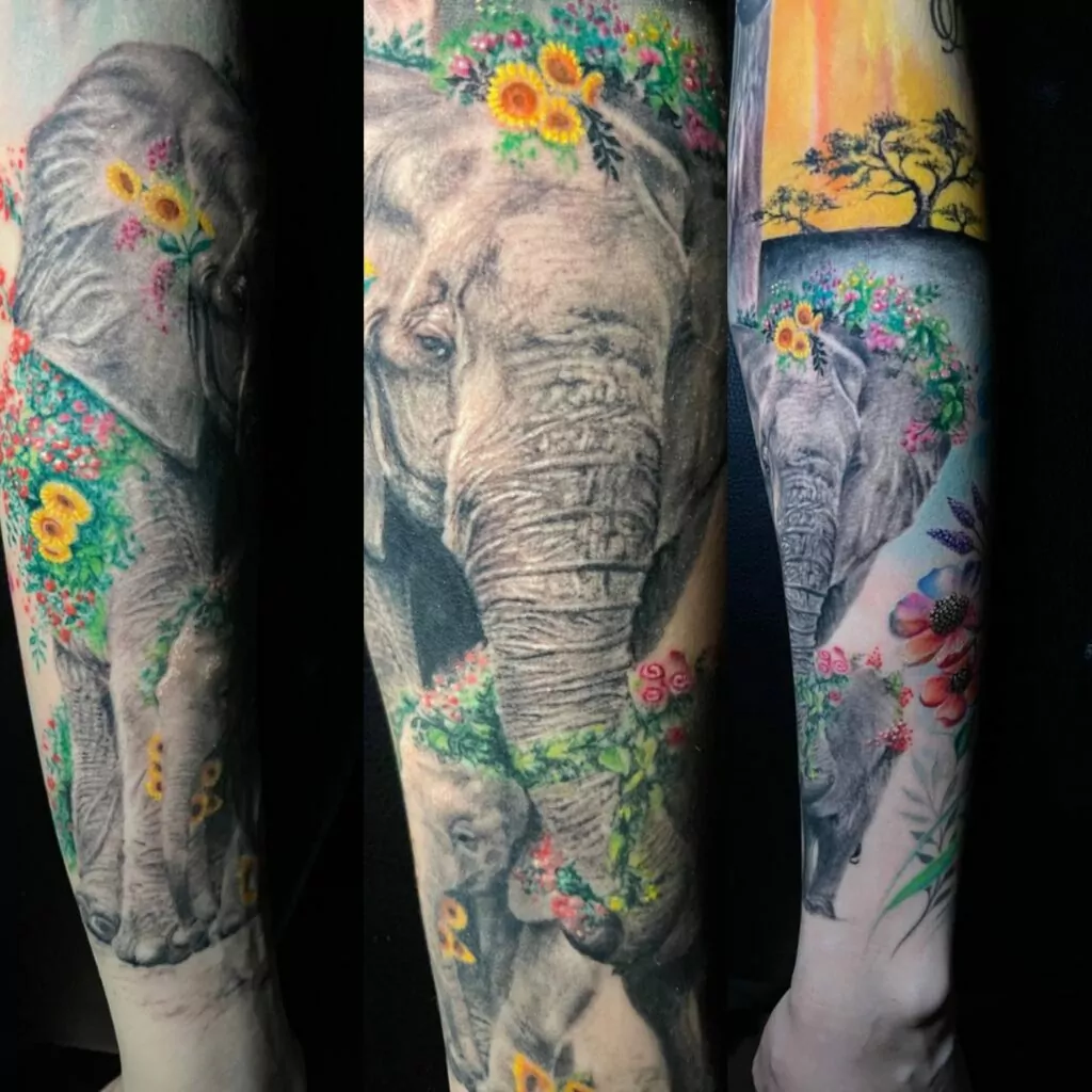 tatuajes de elefantes realismo