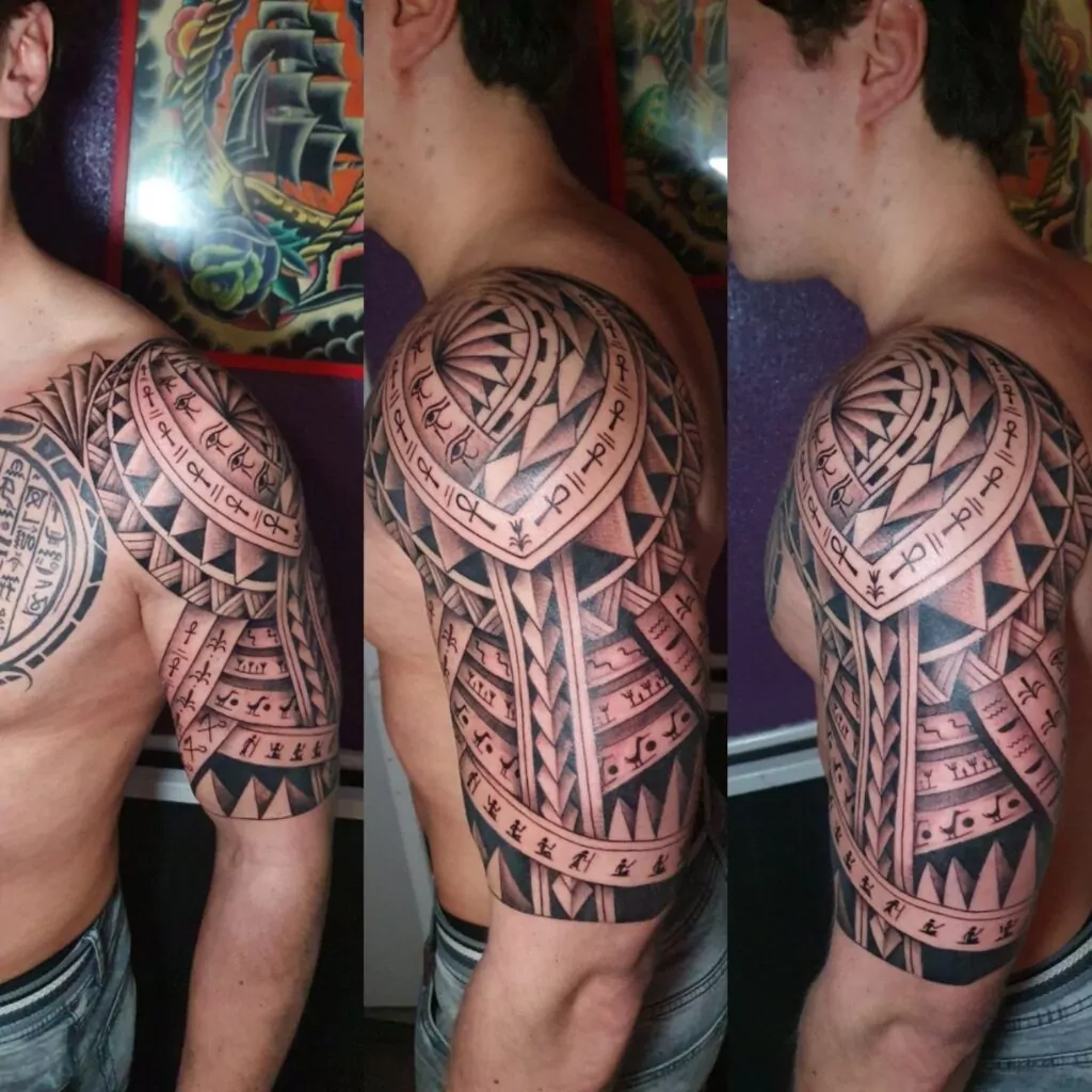 Diseño propio de tattoo maori con motivos egipcios