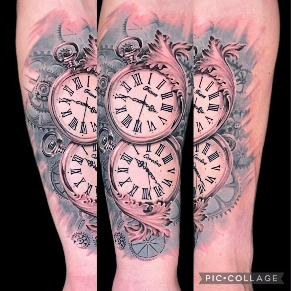 tatuaje reloj estilo realista