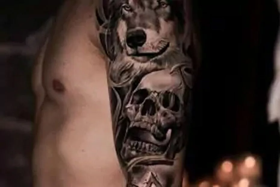 tatuajes de hombre brazo calavera