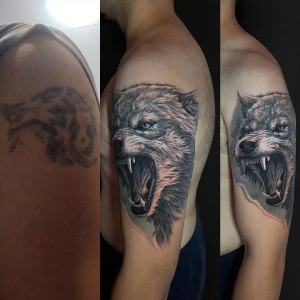 cover up tatuaje lobo