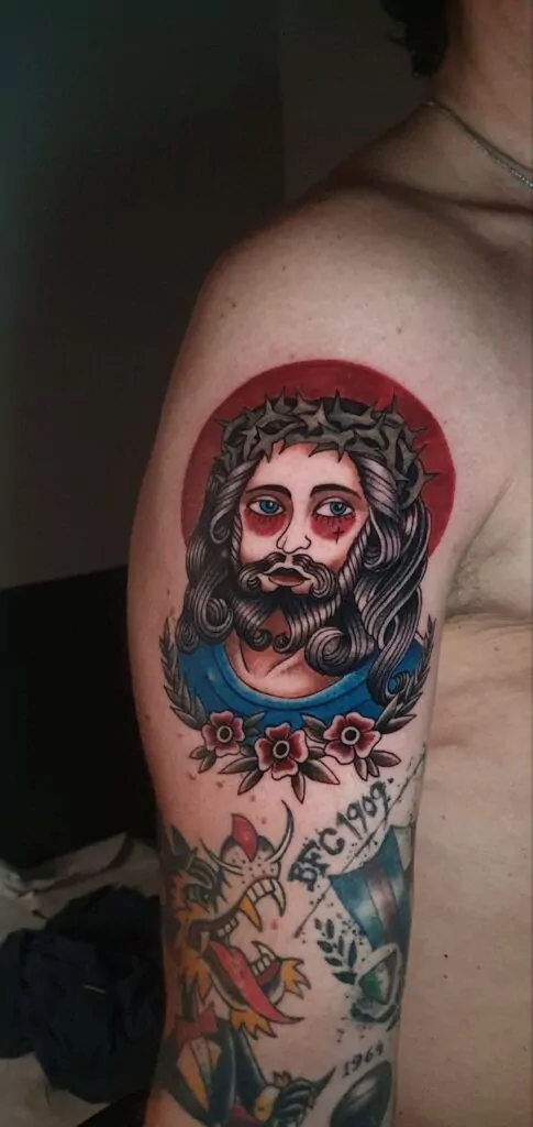 tatuaje watercolor jesus