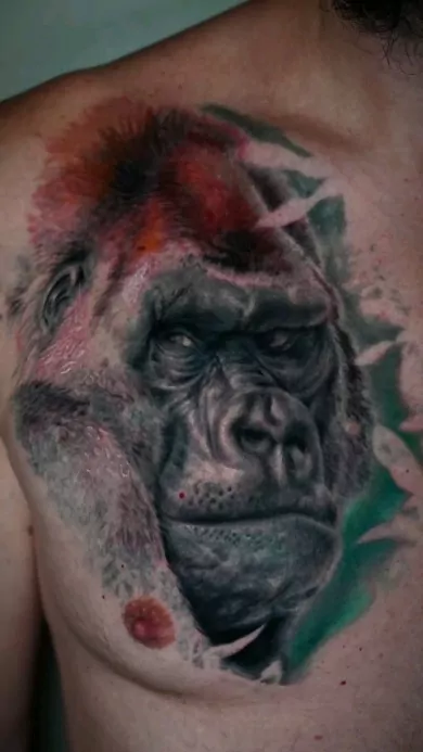 tatuaje comic de un gorila