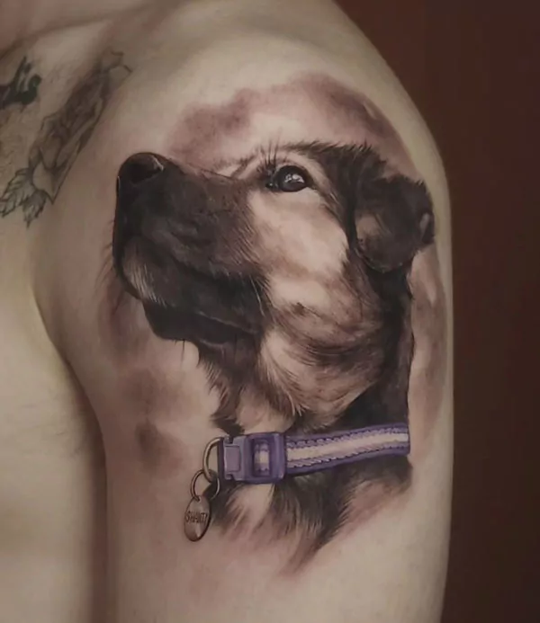 Tatuaje perro realista